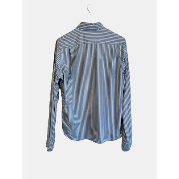 Abercrombie & Fitch Y2K Shirt Mens L Blue Stripe Button Down Preppy Moose Logo - Picture 12 of 12